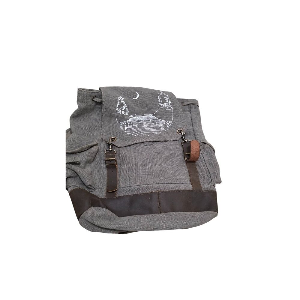 Rothco Canvas‎ Hiking Backpack Leather Straps Adjustable Straps 18"x14"